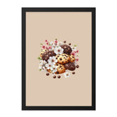 Cookies Framed Wall Art, Dessert Decor, Food Art Print, Floral Kitchen Art, Chocolate Chip Cookie, Cute Wall Decor, Bakery Art, Yummy Art - Tawshia